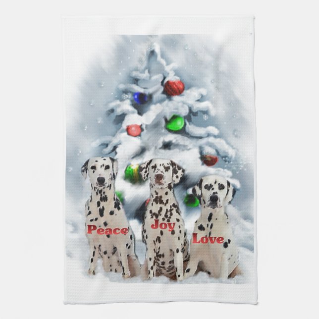Dalmatian Christmas Kitchen Towel (Vertical)