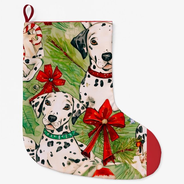 Dalmatian christmas large christmas stocking (Front)