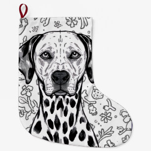 Dalmatian christmas large christmas stocking