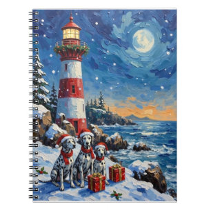 Dalmatian Christmas Lighthouse Holiday Notebook