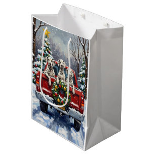 Dalmatian Christmas Red Truck Holiday Medium Gift Bag
