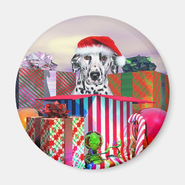 Dalmatian Christmas Surprise Magnet (Front)