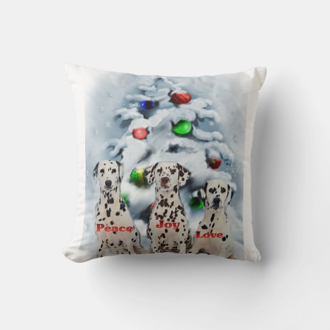 Dalmatian Christmas Throw Pillow (Front)