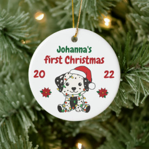 Dalmatian Christmas Winter Babys first Christmas Ceramic Ornament