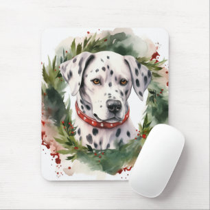 Dalmatian Christmas Wreath Festive Pup Mouse Pad