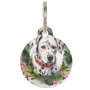 Dalmatian Christmas Wreath Festive Pup  Pet Tag