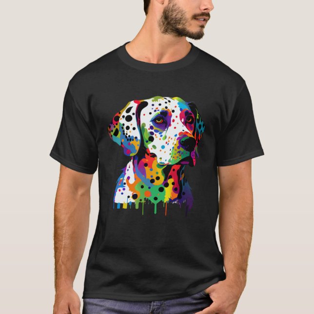 Dalmatian Colorful Pop Splash Tie Dye Rainbow T-Shirt (Front)