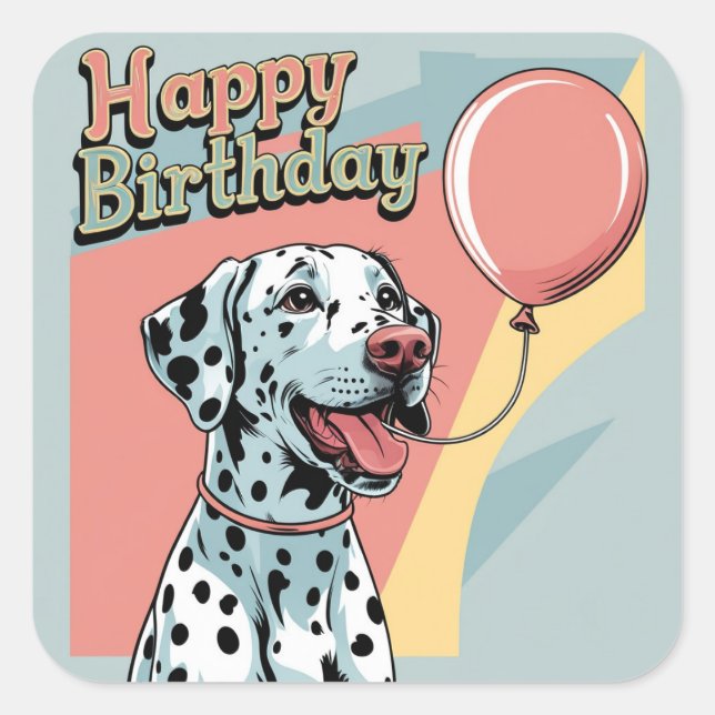 Dalmatian Colourful  Square Sticker (Front)