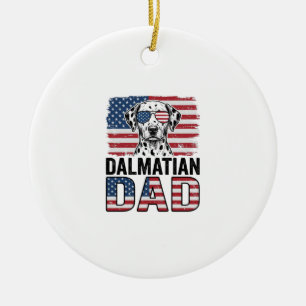 Dalmatian Dad Patriotic Vintage Dog Shirt Design_1 Ceramic Ornament
