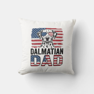 Dalmatian Dad Patriotic Vintage Dog Shirt Design_1 Throw Pillow