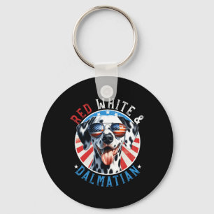 Dalmatian Dog 4th Of July Red White And Dal Lovers Keychain