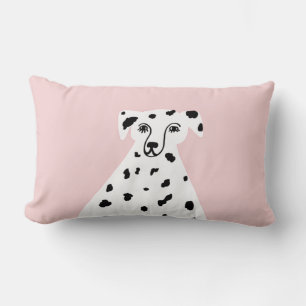 Dalmatian Dog Abstract Illustration Pink Lumbar Pillow
