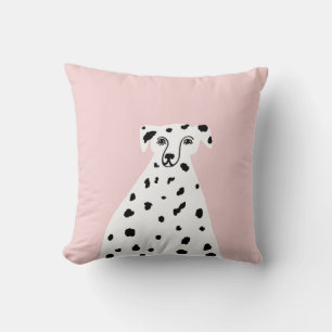 Dalmatian Dog Abstract Illustration Pink Throw Pillow