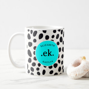  Dalmatian Dog Abstract Pattern Aqua Blue Monogram Coffee Mug