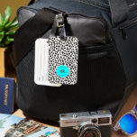 Dalmatian Dog Abstract Pattern Aqua Blue Monogram Luggage Tag<br><div class="desc">Protect your laptop in style with the Dalmatian Dog Abstract Pattern Aqua Blue Monogram Laptop Sleeve. Featuring a playful and modern Dalmatian design with bold black and white spots and a vibrant hot pink accent, this sleeve adds a pop of personality to your tech gear. Personalize it with a monogram...</div>