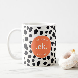  Dalmatian Dog Abstract Pattern Coral Monogram Coffee Mug