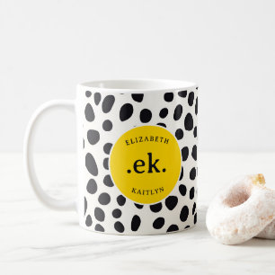  Dalmatian Dog Abstract Pattern Gold Monogram Coffee Mug