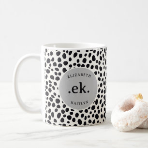  Dalmatian Dog Abstract Pattern Grey Monogram Coffee Mug