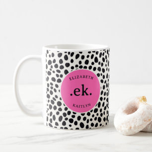  Dalmatian Dog Abstract Pattern Hot Pink Monogram Coffee Mug