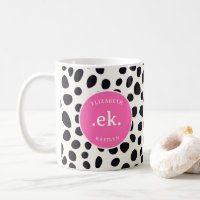 Dalmatian Dog Abstract Pattern Hot Pink Monogram