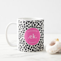 Dalmatian Dog Abstract Pattern Hot Pink Monogram