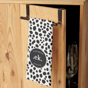  Dalmatian Dog Abstract Pattern Monogram Kitchen Towel