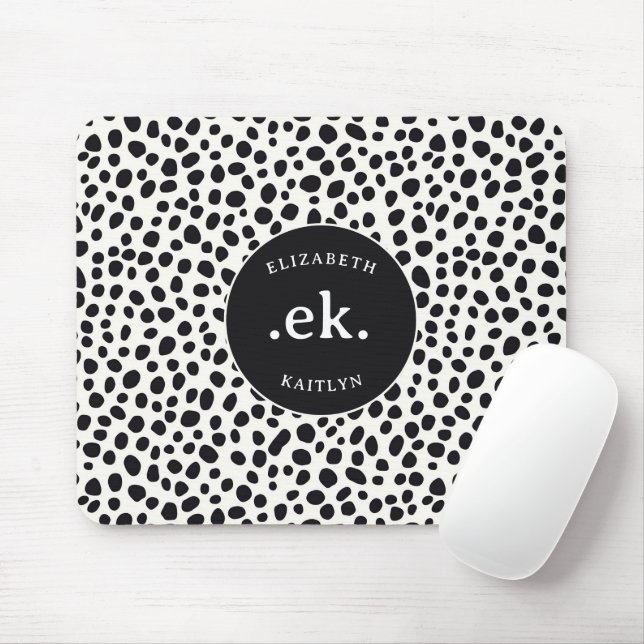  Dalmatian Dog Abstract Pattern Monogram Mouse Pad (With Mouse)