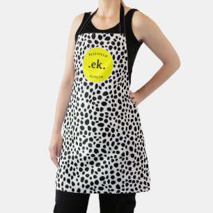  Dalmatian Dog Abstract Pattern Yellow Monogram Apron