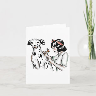 Dalmatian Dog And Tattoo Lover Woman Design _1 Card