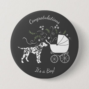 Dalmatian Dog Baby Shower Puppy Grey 3 Inch Round Button