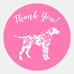 Dalmatian Dog Baby Shower Puppy Pink Girl Classic Round Sticker