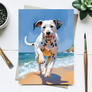 Dalmatian Dog Beach Watercolor Pet Painting Postcard