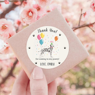 Dalmatian Dog Birthday Thank You Classic Round Sticker