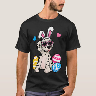 Dalmatian Dog Bunny Ears Sunglasses Easter Day T-Shirt