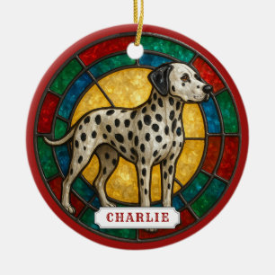 Dalmatian Dog Ceramic Circle Ornament