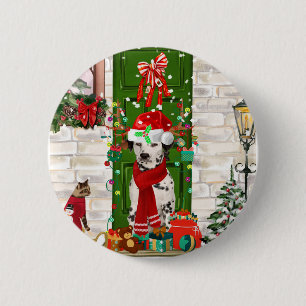 Dalmatian Dog Christmas   2 Inch Round Button
