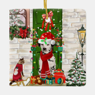 Dalmatian Dog Christmas Ceramic Ornament