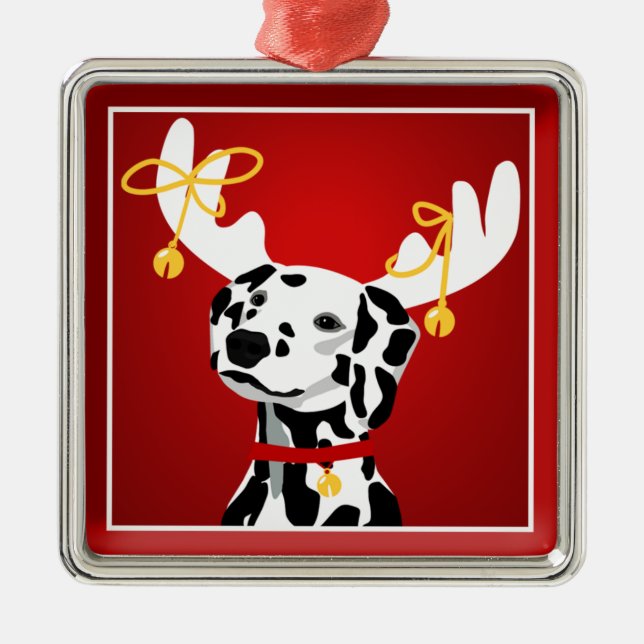 Dalmatian Dog Christmas Deer Premium Ornament (Front)