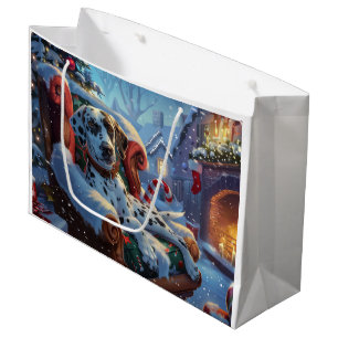 Dalmatian Dog Christmas Festive Large Gift Bag