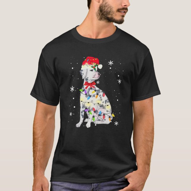 Dalmatian Dog Christmas Light Xmas Mom Dad Gifts T-Shirt (Front)
