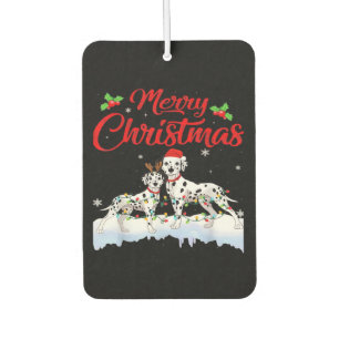 Dalmatian Dog Christmas Lights Santa Hat Xmas Dog Air Freshener