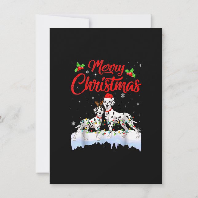 Dalmatian Dog Christmas Lights Santa Hat Xmas Dog Invitation (Front)