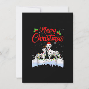 Dalmatian Dog Christmas Lights Santa Hat Xmas Dog Invitation