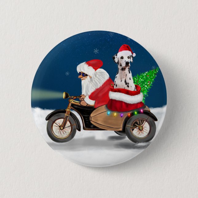 Dalmatian Dog Christmas Santa Claus  2 Inch Round Button (Front)