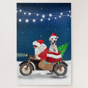 Dalmatian Dog Christmas Santa Claus Jigsaw Puzzle