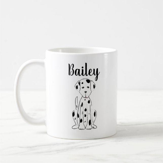 Dalmatian Dog Cute Calligraphy Pet Personalized Coffee Mug (Left)