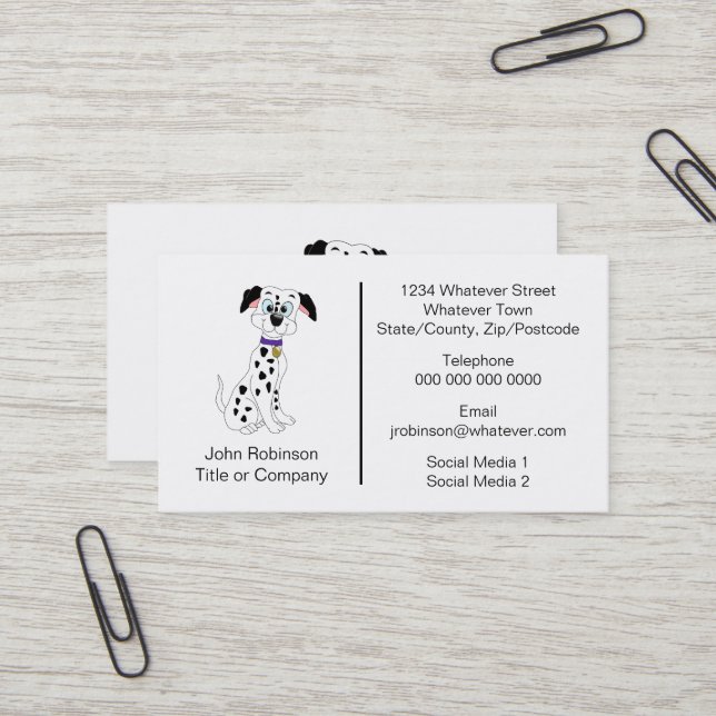 Dalmatian Dog Design Boarding Kennels Business Card (Front/Back In Situ)