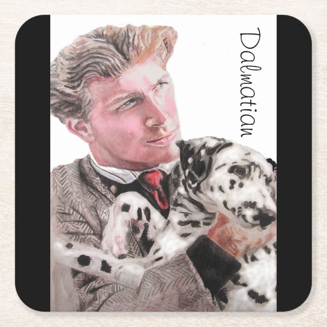 Dalmatian Dog Dogs cute Animal Spotty  Glass Coast Square Paper Coaster (Front)