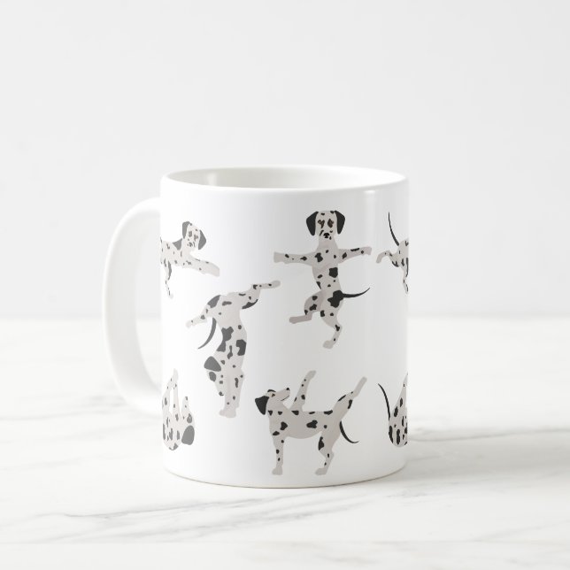 Dalmatian dog doing yoga coffee mug (Front Left)