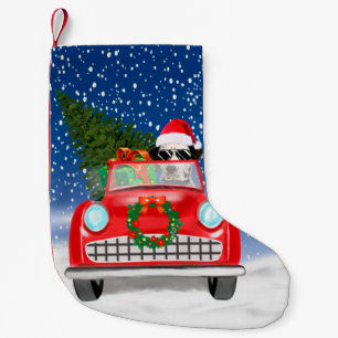 Dalmatian Dog Driving Car In Snow Christmas  Small Christmas Stocking